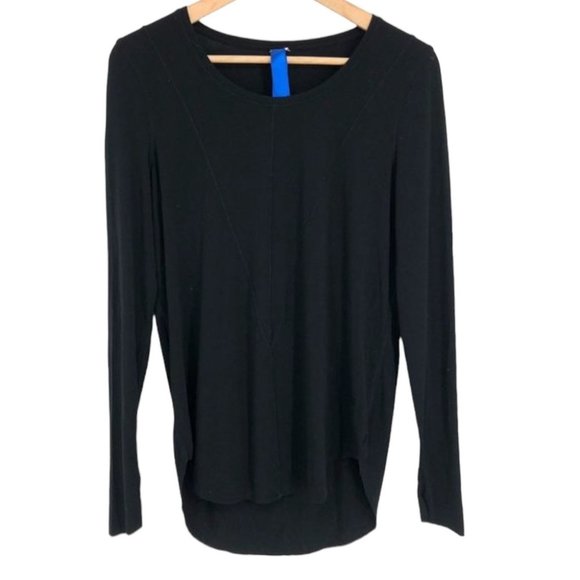 Kit and Ace Tops - Kit and Ace black round neck long sleeve cashmere blend tee V shaped seams 6